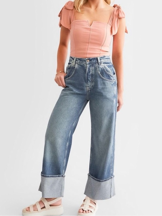 Free People Denim - Free People/ We The Free Final Countdown Wide Leg Cuffed Jeans Size 31